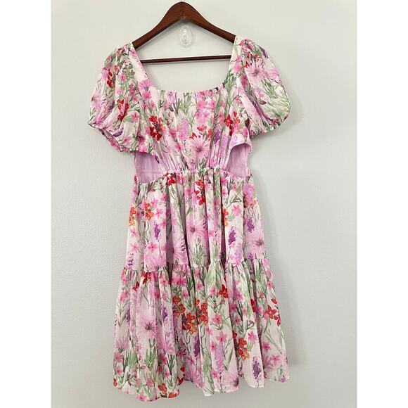 Taylor Floral Print Cut-Out Mini Dress sz 2 - Picture 2 of 4